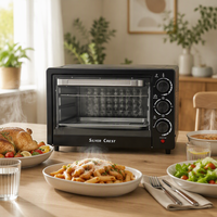 Four électrique noir de qualité supérieure de 25 L pour la maison, mini four à pizza électrique intelligent pour hôtels, restaurants, usage domestique, chauffage rapide