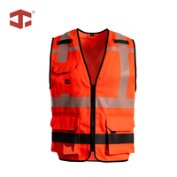 Gilet de travail fluorescent JIADE WorkPro en tissu sergé durable avec bandes réfléchissantes pour les travaux routiers et de construction