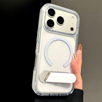 Coque de téléphone transparente magnétique 2-en-1 avec support pour protection contre les chocs, compatible avec iPhone 18 Pro Max/17/16/15/14/13/12
