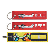 Porte-clés brodé personnalisé pour pilote d'avion, avec double logo brodé en tissu