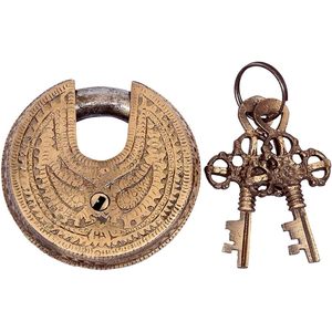 PARIJAT Handicrafts Fully Functional Brass Door Locks Beautifully Camel Engraved Security <b>Padlock</b> with 2 Keys Bicycle Lock - Product Image 1