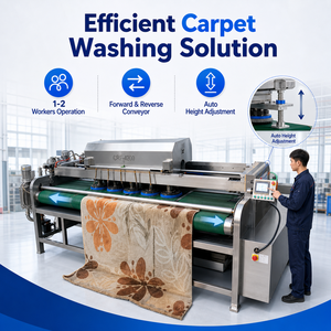 CRF-4200 Industrial Carpet Washing <b>Machine</b> Conveyor Belt Rug Cleaning <b>Machine</b> with 4 Disc Brushes and 2-<b>Row</b> Rinsing System - Product Image 1