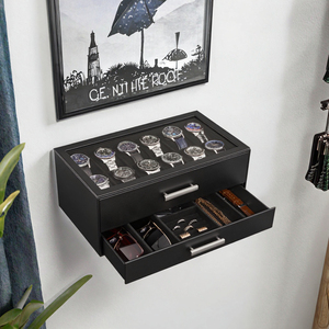 Boîte de présentation de montres de luxe avec fenêtre transparente, organisateur à double tiroir pour montres, colliers, bagues, lunettes de soleil - Product Image 3