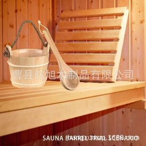 Cubo de madera para sauna con cuchara, 24 cm, material natural, portátil, para sala de sudoración, sauna seca y baño. - Product Image 3
