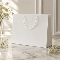 Sac shopping en papier avec poignée en corde de coton, logo personnalisé, pour mariage, anniversaire, festival, emballage cadeau