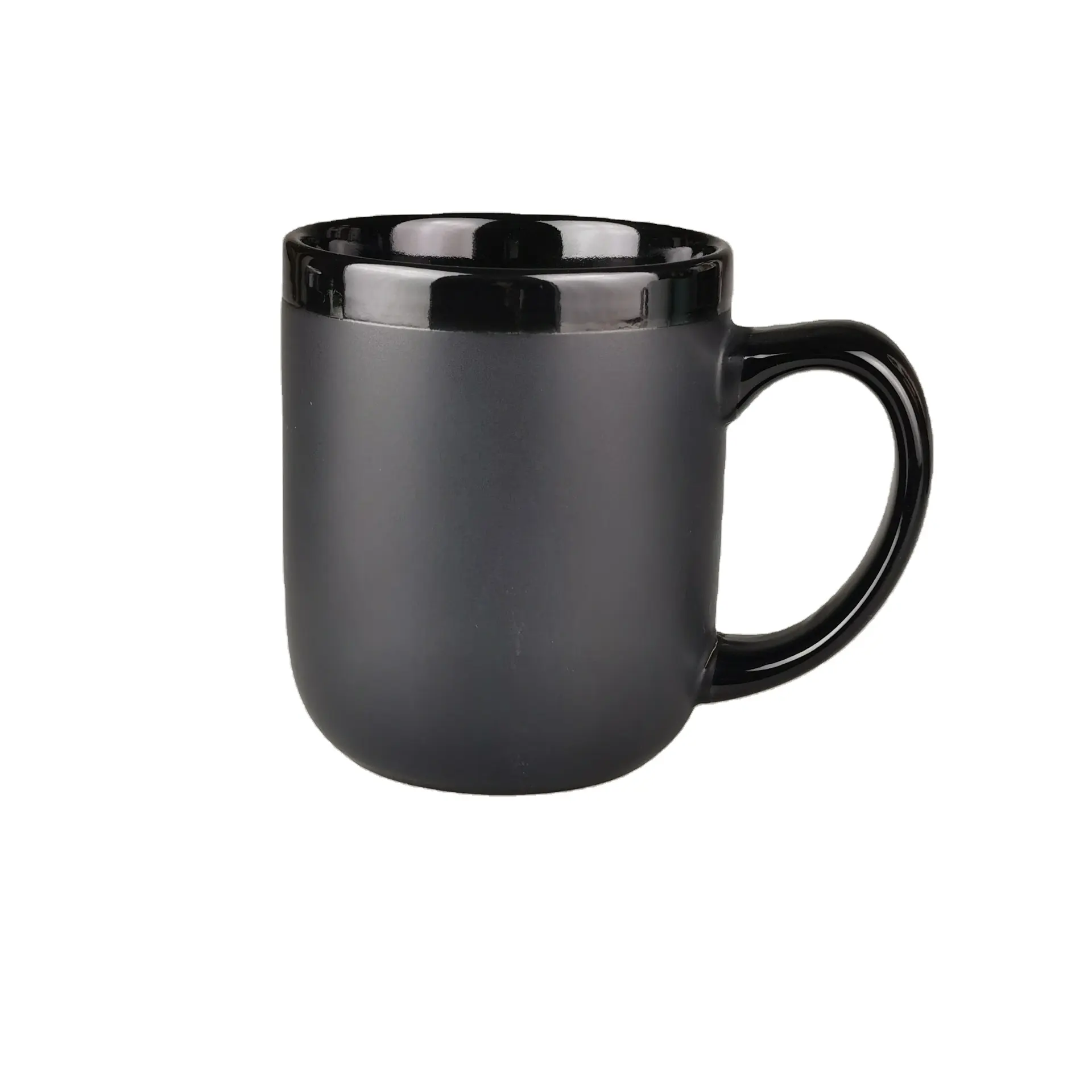 Оптовая продажа, матовая черная поверхность, персонализированная керамическая кружка с индивидуальным логотипом, кофейная кружка в форме барабана, круглая керамическая кружка