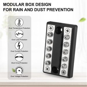 Bloque <span class=keywords><strong>de</strong></span> distribución <span class=keywords><strong>de</strong></span> energía DC 12V-48V 100A bloque <span class=keywords><strong>de</strong></span> barra <span class=keywords><strong>de</strong></span> bus <span class=keywords><strong>de</strong></span> doble fila <span class=keywords><strong>de</strong></span> 5 vías con cubierta protectora para sistemas <span class=keywords><strong>de</strong></span> energía marina <span class=keywords><strong>de</strong></span> coche RV barco - Product Image 4