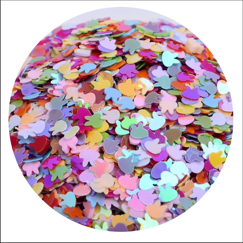 4mm coniglio PVC PET fabbrica all'ingrosso all'ingrosso corpo viso mestiere natale paillettes forma speciale Glitter Slime portachiavi coriandoli artigianali