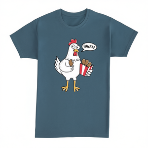 T-shirt Chicken What per adulti, unisex, girocollo, con grafica divertente e design umoristico - Product Image 2