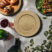 Plateau à fruits en plastique doré de style vintage de 13 pouces, plateau de service moderne de luxe pour la maison, ensemble de plats à dîner, utilisation en cuisine et pour les fêtes