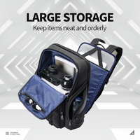 Sac à dos de voyage pour ordinateur portable de grande capacité 15,6 pouces, en cuir de vache noir personnalisé, marque BOPAI, pour hommes d'affaires, avec porte-bouteille d'eau