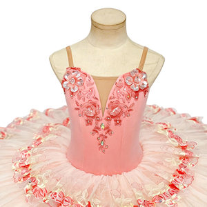 ชุดบัลเลต์เด็กผู้หญิงแบบมืออาชีพ ลายดอกไม้สีชมพู สำหรับการแสดงบนเวที - Product Image 3