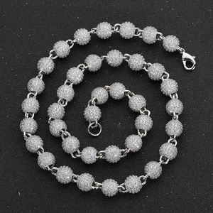 Collana Unisex con Catena da 8mm in Argento Sterling, Perline Rotonde con Micro Pavé di Diamanti, Gioiello per Feste in Materiale S925, Catena Ghiacciata per Donne - Product Image 4