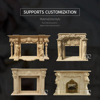 Décor d'intérieur sculpté à la main de Style français arche en pierre naturelle colonne romaine Beige crème marbre cheminée Surround