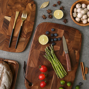 Acacia Wood Cutting Board <b>Set</b> Rectangle Durable Solid Wood Kitchen Chopping Block Two Piece Checkerboard Design - Product Image 1
