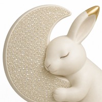 Figurine de lapin sur mesure pour le Festival de la Mi-Automne, tenant un disque lunaire, service de fabrication OEM pour projet de cadeau de vacances