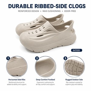 Sabots de jardin pour hommes en EVA, durables, à côtés côtelés, semelle épaisse, logo personnalisé, amorti doux - Product Image 2