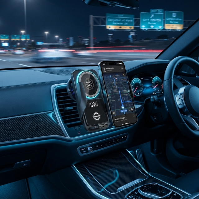 15W Semiconductor Cooling Wireless Charger Car Mount | Automatic Locking | S7 Intelligent Temperature Display Bracket