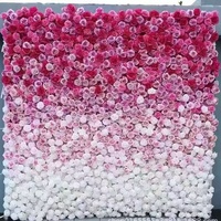 Mur de fleurs artificielles rose dégradé pour la décoration de mariage et d'hôtel, panneaux modulaires de fleurs artificielles