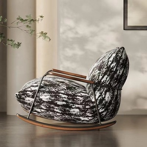 Chaises d'hôtel de luxe à <span class=keywords><strong>bascule</strong></span> fauteuils design nordiques en velours chaises d'appoint noires et blanches - Product Image 2