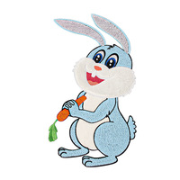 Patch brodé en chenille motif lapin mignon pour vêtements d'enfants, broderie décorative de dessin animé