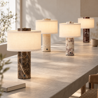 Lampe de table en marbre, rechargeable sans fil, à intensité variable, commande tactile, lampe de chevet, abat-jour en lin, veilleuse, décoration pour salon et chambre à coucher