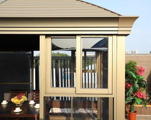 300*400cm Steel <strong>Roof</strong> Winter Garden Sunroom with Sliding <strong>Doors</strong> Modern Design Slant <strong>Roof</strong> - Product Image 4