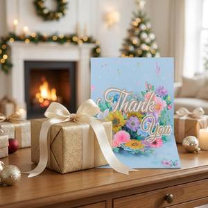 <span class=keywords><strong>Carte</strong></span> de remerciement 3D pop-up artisanale Winpsheng, élégante <span class=keywords><strong>carte</strong></span> de vœux florale, art papier, cartes pop-up à 90 degrés pour toutes les occasions - Product Image 3