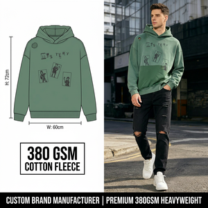 <strong>Grunge</strong> Archive Sun Faded Distressed Graphic <strong>Hoodie</strong> 380gsm Heavyweight French Terry Shoulder Rip Hand-Finished Atelier Custom OEM - Product Image 1