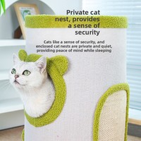 Centre d'activités écologique pour chats : Poteaux d'escalade verticaux, griffoir horizontal, seau de rangement amovible en sisal, 2 cartons