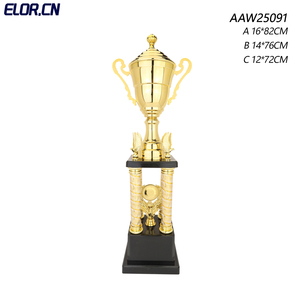 Trofeo Elor de Gran Tamaño, <span class=keywords><strong>Super</strong></span> Premium, de Cuatro Postes, de Metal Dorado, con Varias Figuras, para Competiciones Deportivas de Clase Mundial - Product Image 2