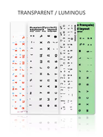 Autocollants lumineux personnalisés pour clavier, anglais, arabe, russe, brillant, brillant dans le noir