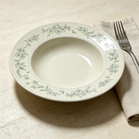 Assiette creuse en céramique gaufrée perlée de 9,6 pouces, motif floral vert, bol à pâtes, vaisselle de luxe, assiette de table