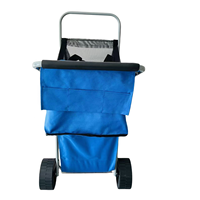 Chariot de pêche pliable avec roues et chariot de plage, chaise de pêche en acier et fer avec frein à pédale latéral
