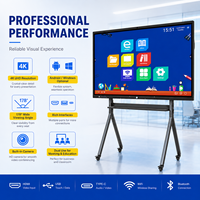 Tableau blanc interactif LCD 4K Android 14 de 65/75/85 pouces avec ordinateur intégré, support mobile, équipement éducatif, usine OEM
