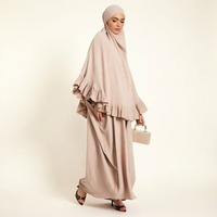 Ensemble de Khimar Naturel Personnalisé pour Femmes, Vente en Gros OEM ODM, Vêtements Modestes Musulmans Islamiques