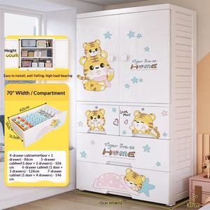 Armoire de rangement sur pied en plastique épaissi à cinq tiroirs, design cartoon, pour bébés et enfants, organiseur de rangement - Product Image 6