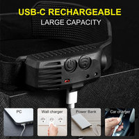 Lampe frontale à faisceau large 230° avec capteur d'éclairage, étanche, en silicone, LED COB rechargeable
