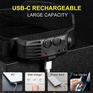 ไฟฉายคาดศีรษะแบบลำแสงกว้าง 230 องศา พร้อมเซ็นเซอร์ตรวจจับแสง กันน้ำ ซิลิโคน COB LED ชาร์จไฟได้ - Product Image 5