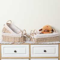 Panier de rangement rectangulaire en tissage à la main de marque personnalisée, paniers de style nouveau les plus vendus avec poignées