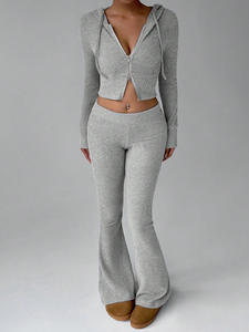 Vêtements de sport pour femmes WOJIEER, vêtements de yoga, leggings évasés à manches longues avec fermeture éclair, ensembles de yoga, adaptés à une utilisation en extérieur - Product Image 6