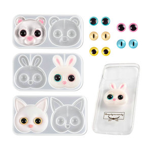 Yuye Crystal Phone Case Decoração Urso Gato Coelho <span class=keywords><strong>Silicone</strong></span> Moldes para Resina 20pcs Olhos Artificiais Animais Clipe de Cabelo Jewlery Mold