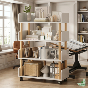 Carrello Portaoggetti a 4 Ripiani con Ruote Frenanti, Grande Capacità per Casa, Soggiorno, Cucina, Ufficio Moderno, Libreria - Product Image 4