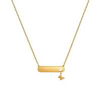 Collier personnalisable en acier inoxydable plaqué or 18 carats PVD, avec pendentifs cœur, papillon et infini gravés, style classique et minimaliste