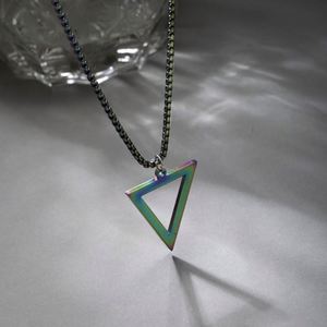 Hot Selling Geometric Hollow Triangle Pendent Necklace Punk Hip Hop <b>Titanium</b> Steel Triangle Pendent Necklace for Men's Jewelry - Product Image 4