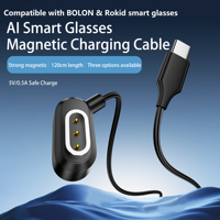 Kabel Pengisi Daya Magnetik Pintar 3 Pin Port Kacamata ke USB A Male Tipe C Male untuk Kacamata AI ROKID BOLON