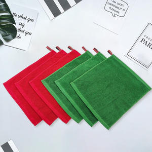 LOGO personnalisé 30*35CM vert rouge serviettes visage serviette 100% coton visage serviette vert essuie-mains petit gant de toilette avec boucles - Product Image 5