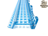 Support et pousseurs de Mahjong portables en acrylique à motif bleu moderne OEM, support transparent pour tuiles de dominos, pousseur magnétique 20 pouces