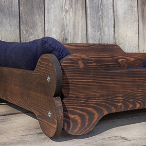 Handgemachte Holzrahmen Luxus Hunde bett Rustikales Hunde bett Haustier möbel Haustier bedarf Labrador Bett Geschenk - Product Image 1