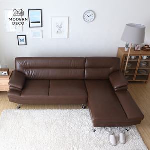 Custom Zwart Bruin Faux Lederen Sofa Met <span class=keywords><strong>Chaise</strong></span> - Product Image 3